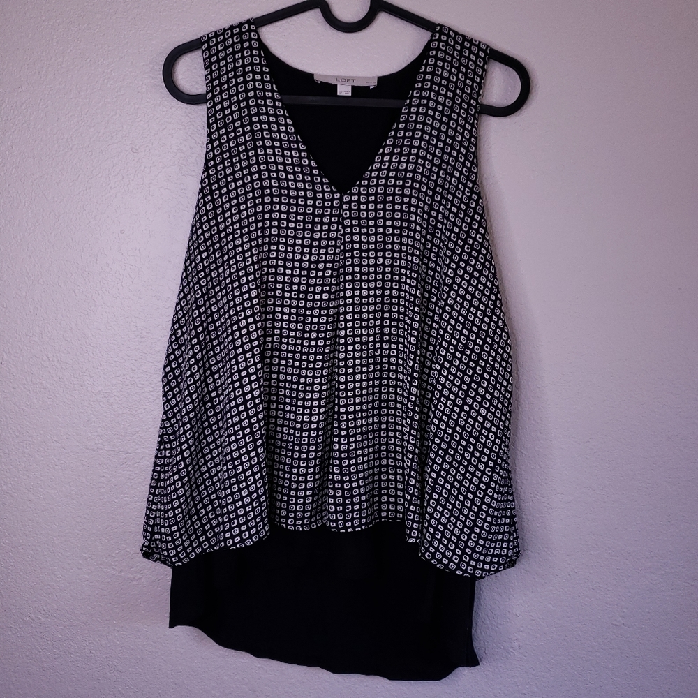 LOFT Layered Split Back Sleeveless Blouse